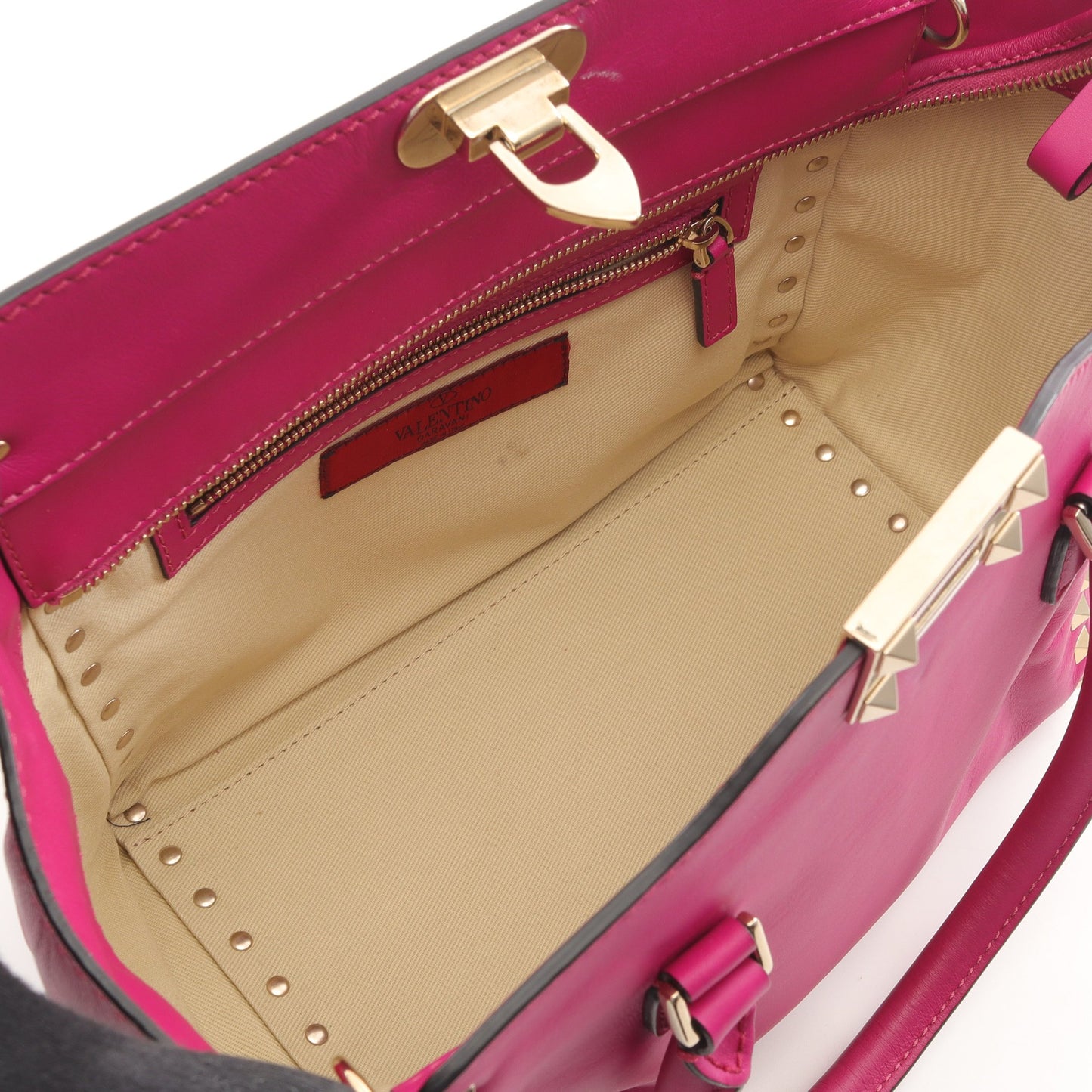 ロックスタッズ ハンドバッグ レザー ピンクパープル 2WAY ヴァレンティノ バッグ VALENTINO