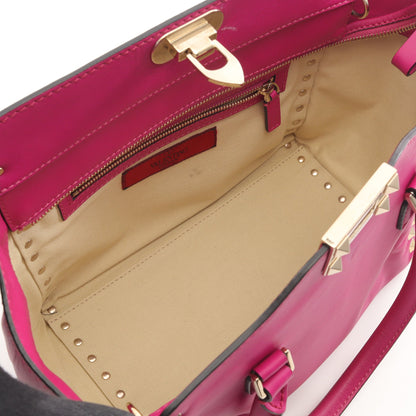 ロックスタッズ ハンドバッグ レザー ピンクパープル 2WAY ヴァレンティノ バッグ VALENTINO