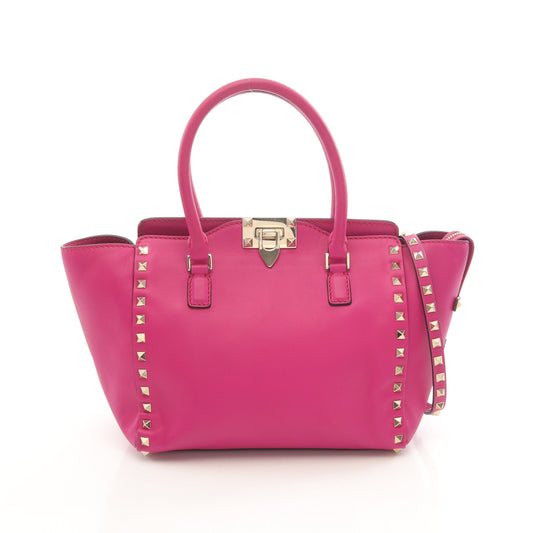 ロックスタッズ ハンドバッグ レザー ピンクパープル 2WAY ヴァレンティノ