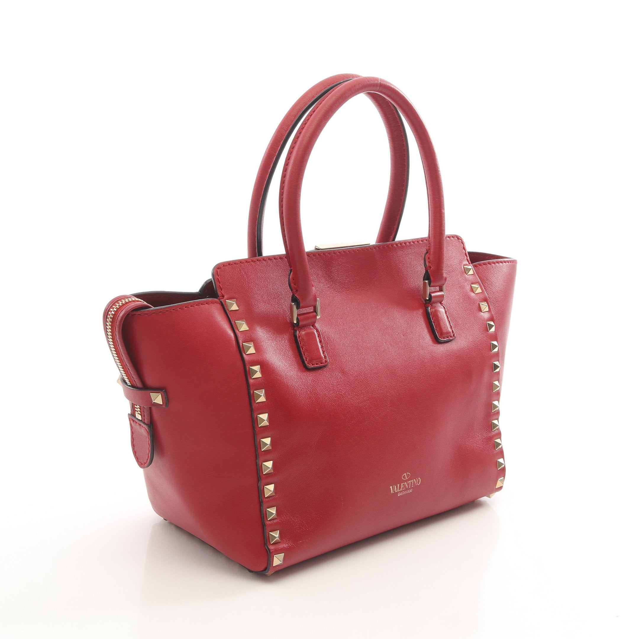ロックスタッズ ハンドバッグ レザー レッド 2WAY ヴァレンティノ – RECLO