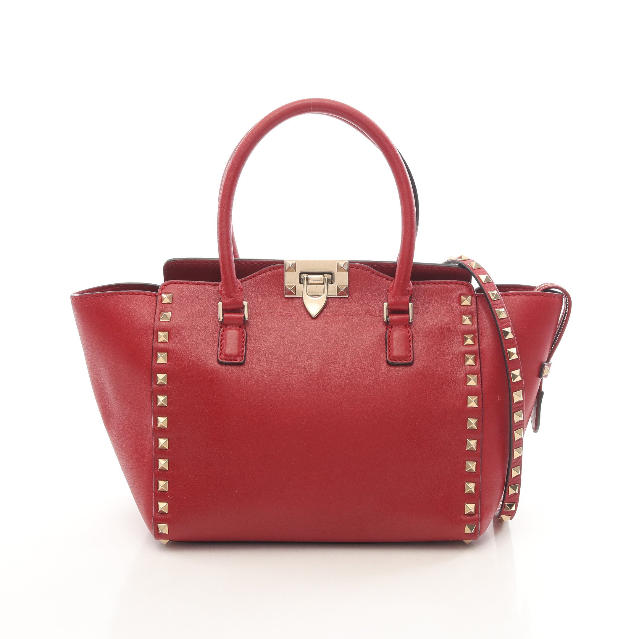 valentino ミニバック　スタッズ　レッド ロックスタッズ ハンドバッグ レザー レッド 2WAY ヴァレンティノ – RECLO