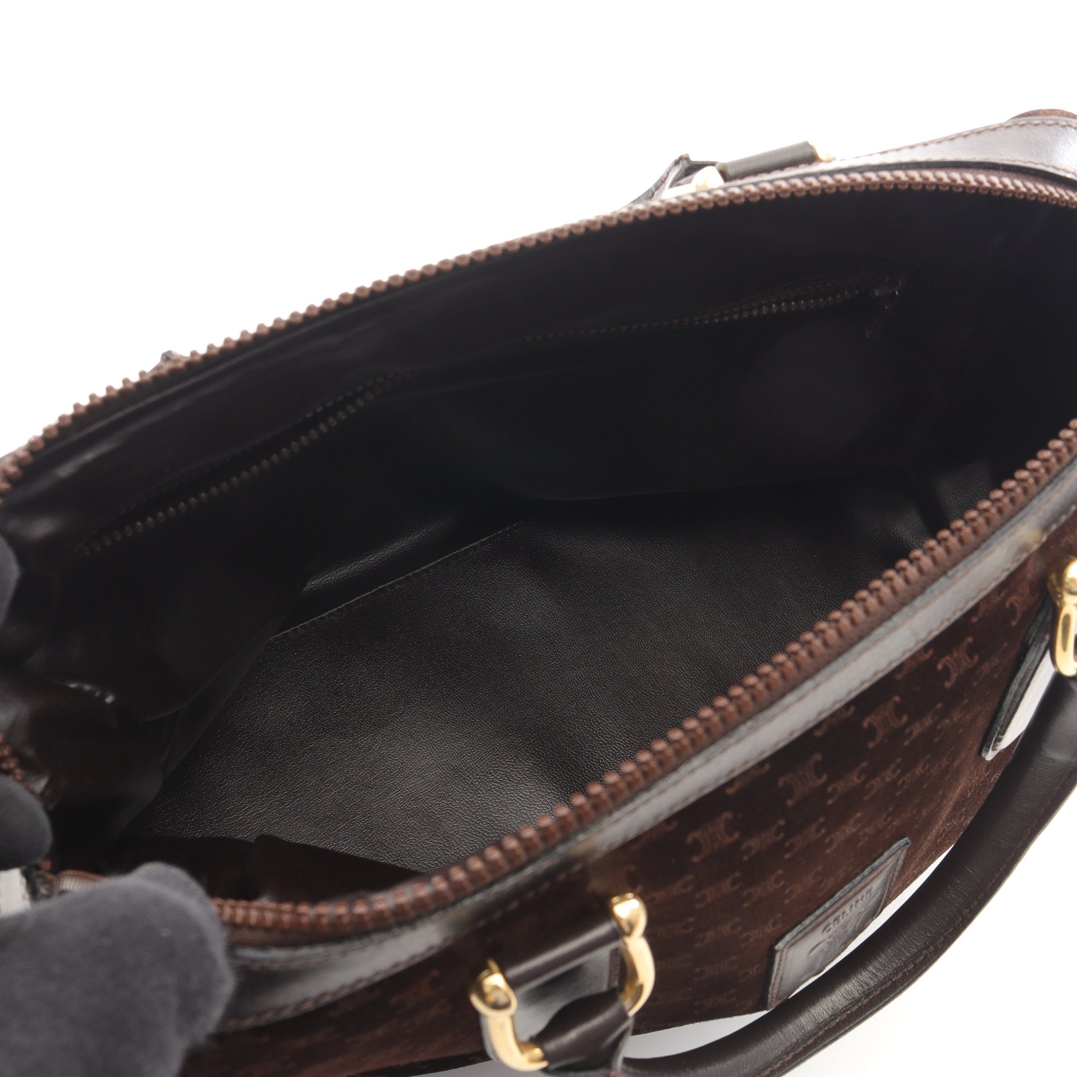 マカダム ミニボストンバッグ スエード レザー ダークブラウン