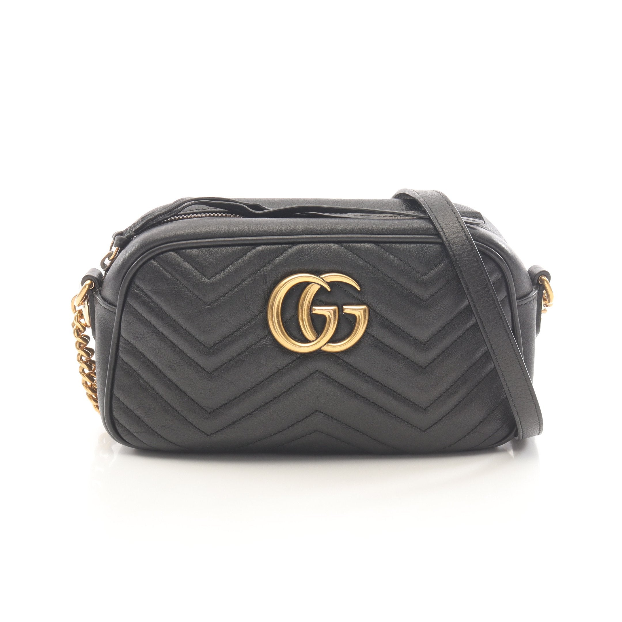 美品✨ GUCCI GGマーモント チェーン ショルダーバッグ レザー ブラック Gucci マ-モント チェーンショルダーバッグ レザー ブラック Amazon