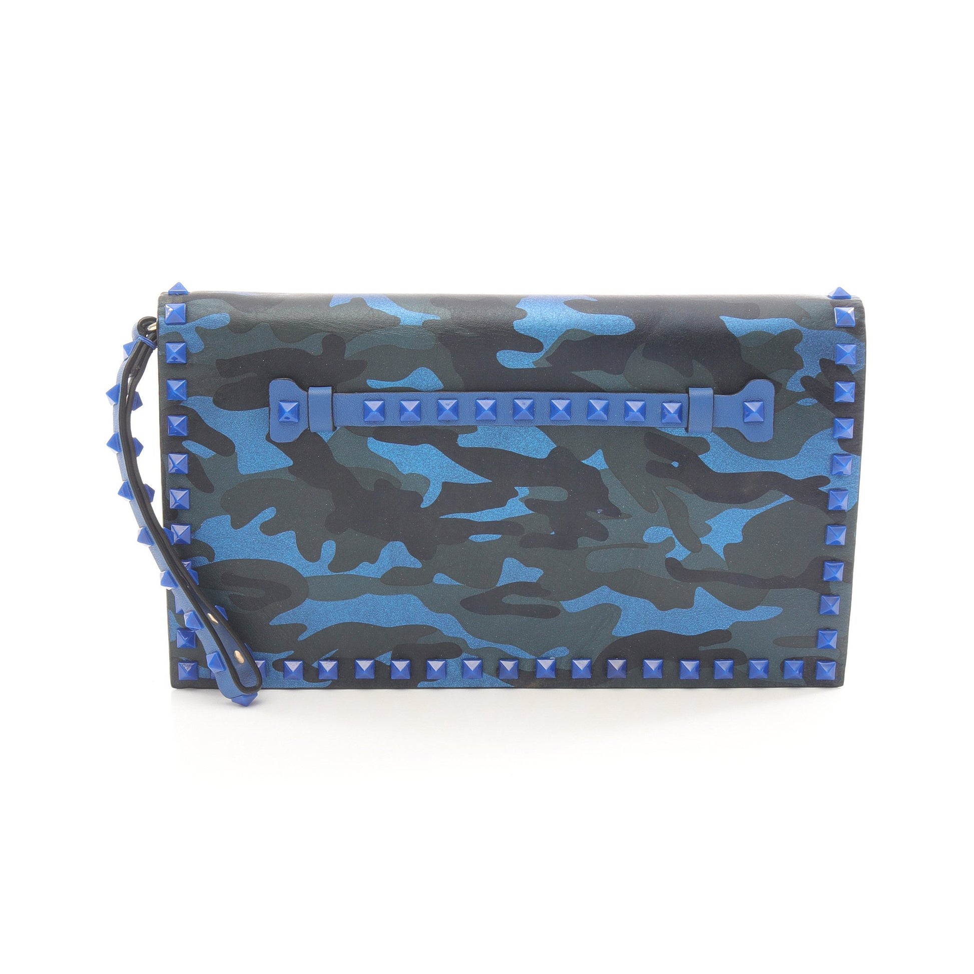 ロックスタッズ クラッチバッグ カモフラージュ レザー ブルー マルチカラー ヴァレンティノガラヴァーニ バッグ VALENTINO GARAVANI