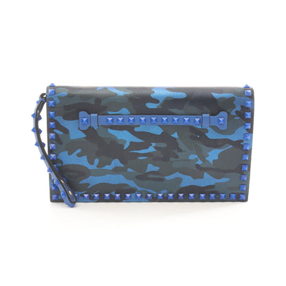 ロックスタッズ クラッチバッグ カモフラージュ レザー ブルー マルチカラー ヴァレンティノガラヴァーニ バッグ VALENTINO GARAVANI