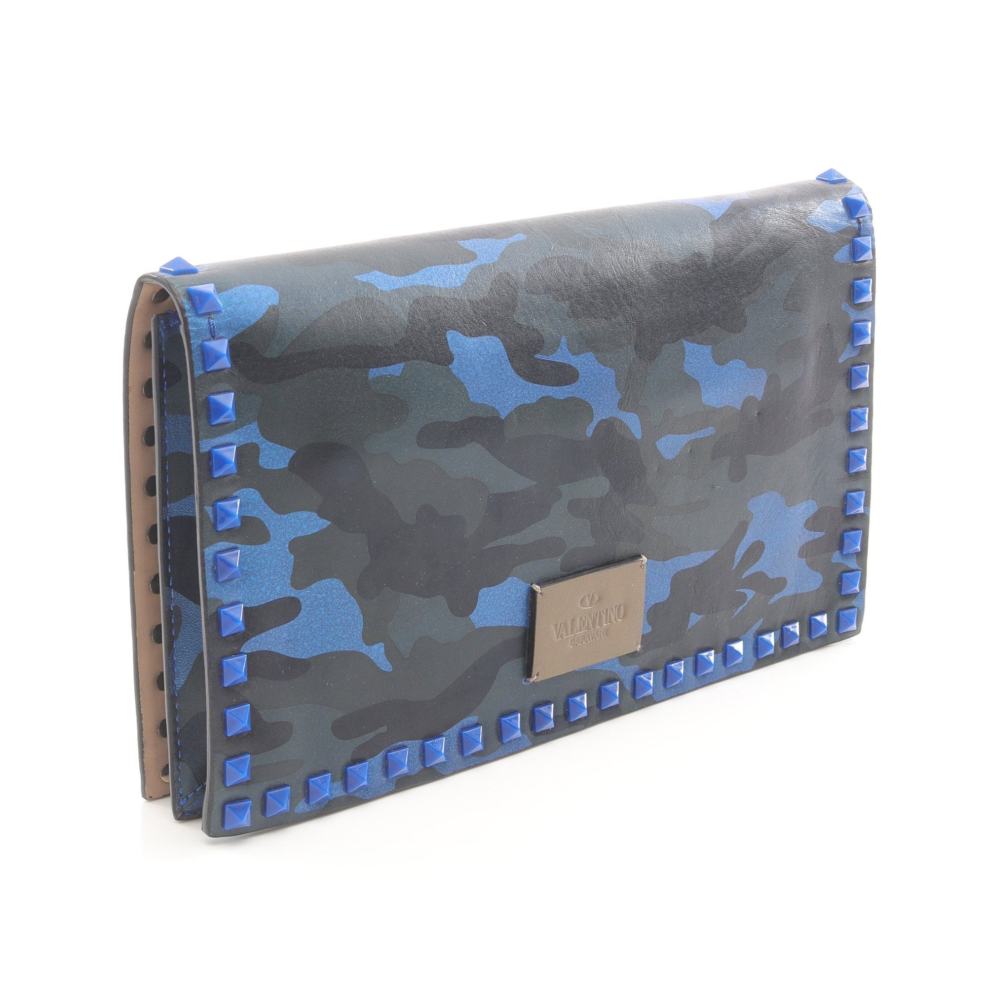 ロックスタッズ クラッチバッグ カモフラージュ レザー ブルー マルチカラー ヴァレンティノガラヴァーニ バッグ VALENTINO GARAVANI
