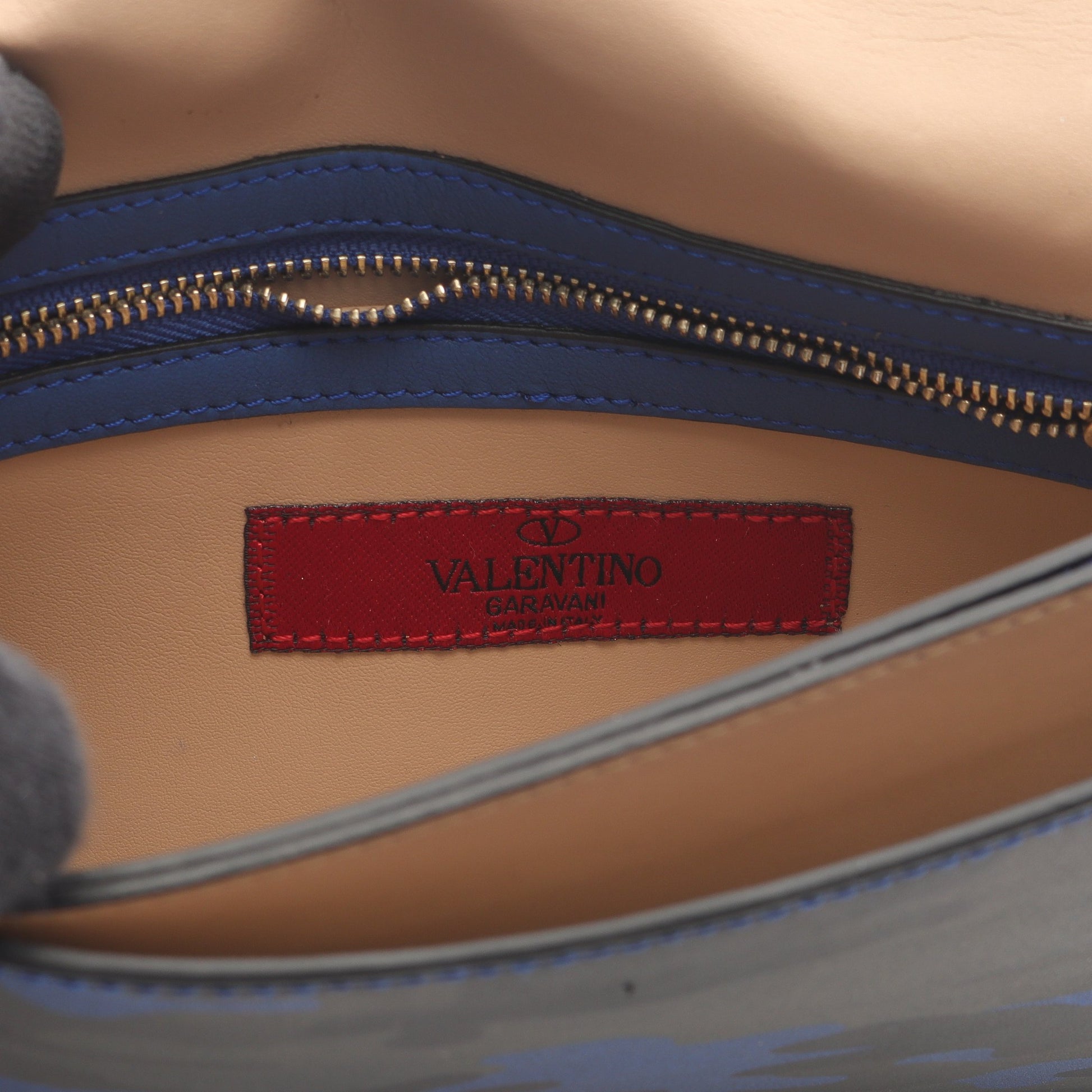 ロックスタッズ クラッチバッグ カモフラージュ レザー ブルー マルチカラー ヴァレンティノガラヴァーニ バッグ VALENTINO GARAVANI