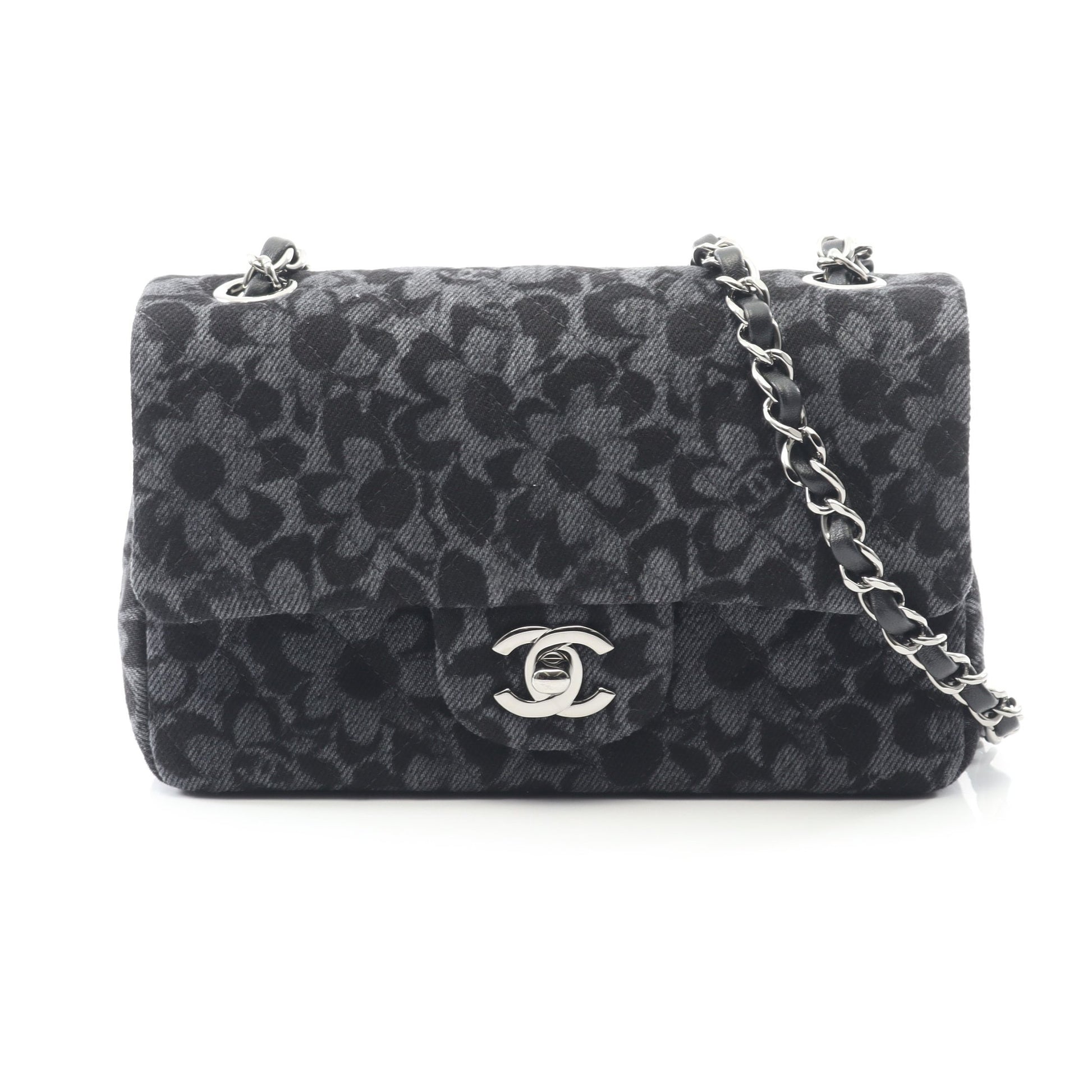 ミニマトラッセ20 チェーンショルダーバッグ デニム ダークグレー ブラック シルバー金具 シャネル バッグ CHANEL