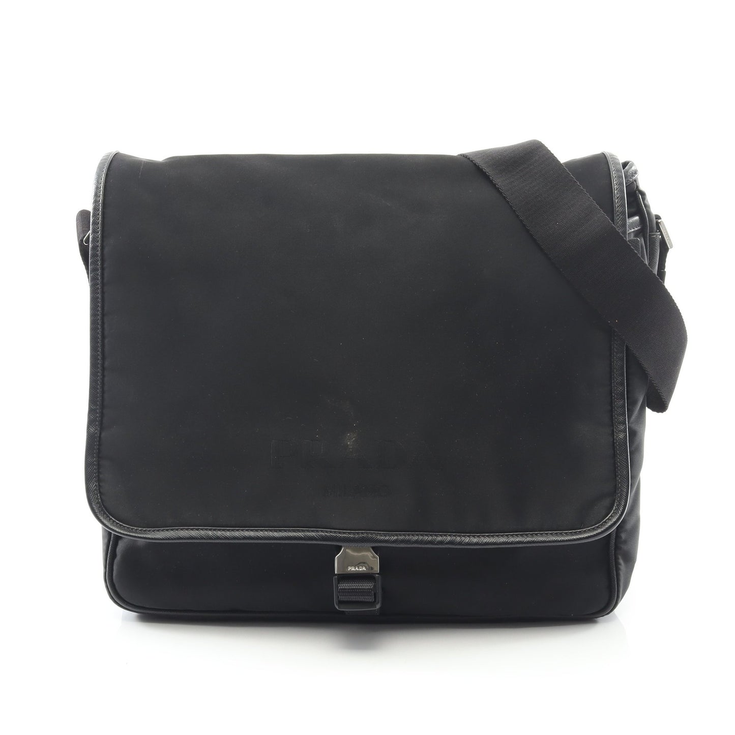 TESSUTO+SAFFIANO ロゴ メッセンジャーバッグ ショルダーバッグ ナイロン サフィアーノレザー ブラック プラダ バッグ PRADA