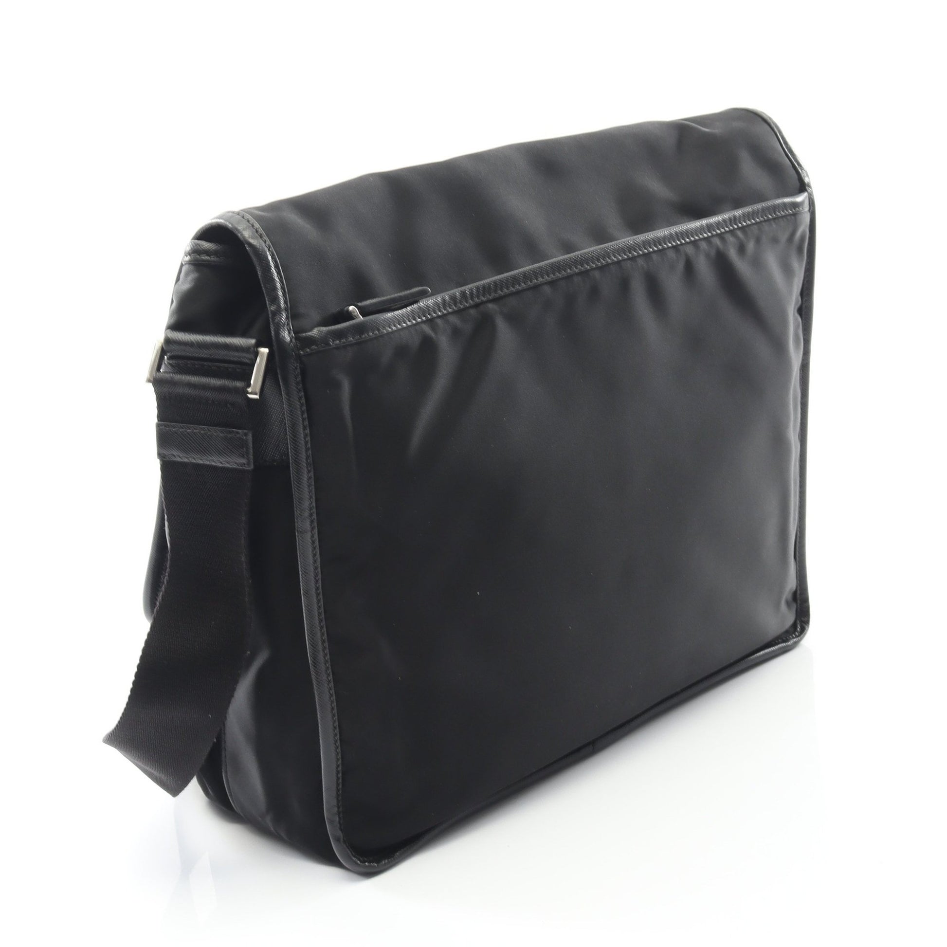 TESSUTO+SAFFIANO ロゴ メッセンジャーバッグ ショルダーバッグ ナイロン サフィアーノレザー ブラック プラダ バッグ PRADA