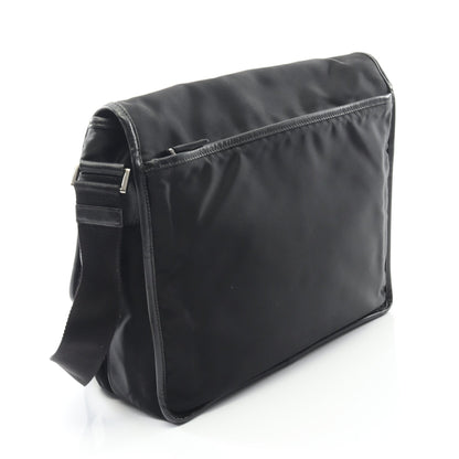 TESSUTO+SAFFIANO ロゴ メッセンジャーバッグ ショルダーバッグ ナイロン サフィアーノレザー ブラック プラダ バッグ PRADA