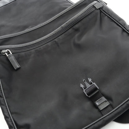 TESSUTO+SAFFIANO ロゴ メッセンジャーバッグ ショルダーバッグ ナイロン サフィアーノレザー ブラック プラダ バッグ PRADA