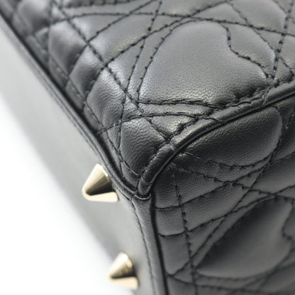 LADY DIOR MY ABCDIOR レディディオール スモール カナージュ ハンドバッグ レザー ブラック 2WAY クリスチャンディオール バッグ Christian Dior