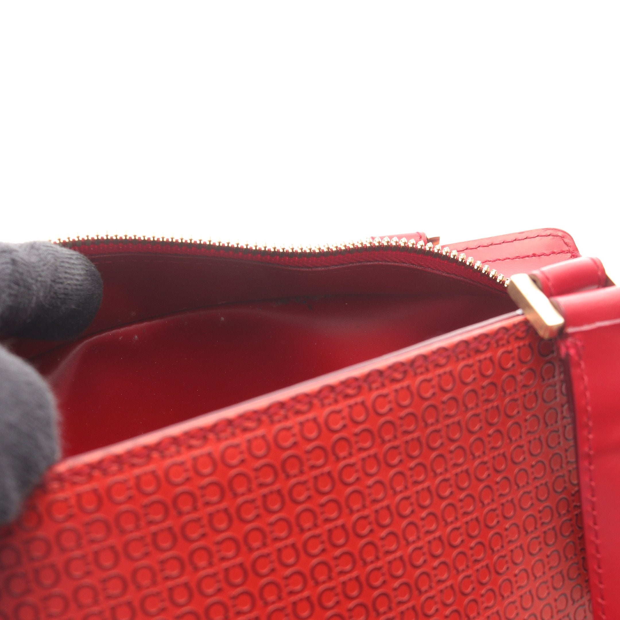 ガンチーニ ハンドバッグ レザー レッド 2WAY サルヴァトーレ