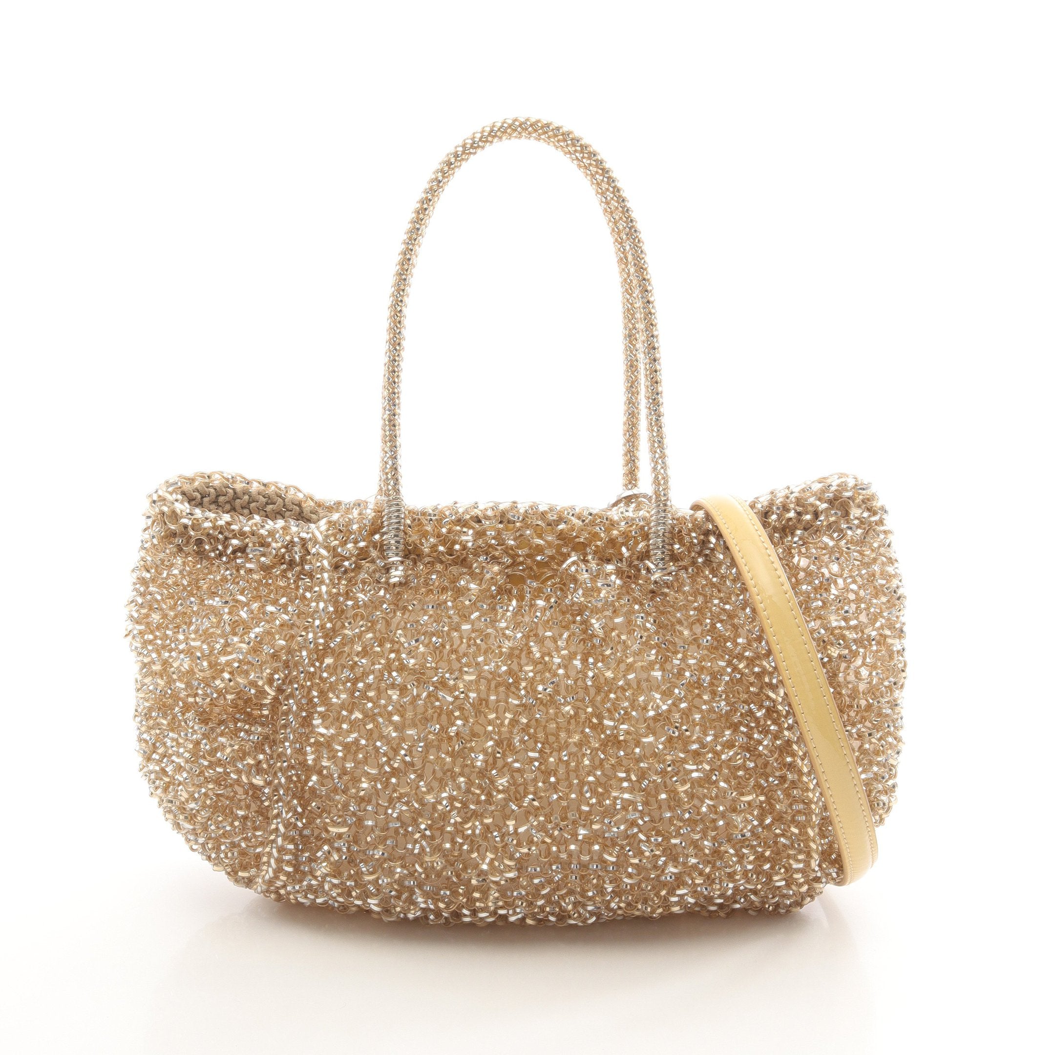 ワイヤーバッグ ハンドバッグ PVC エナメルレザー ゴールド 2WAY