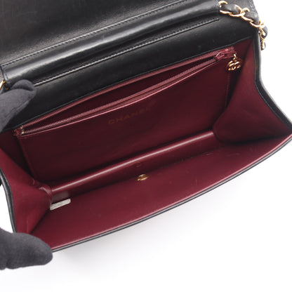 マトラッセ フルフラップ チェーンショルダーバッグ ラムスキン ブラック ゴールド金具 シャネル バッグ CHANEL