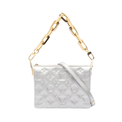 クッサンBB モノグラムエンボス チェーンショルダーバッグ レザー シルバー 2WAY ルイヴィトン バッグ LOUIS VUITTON