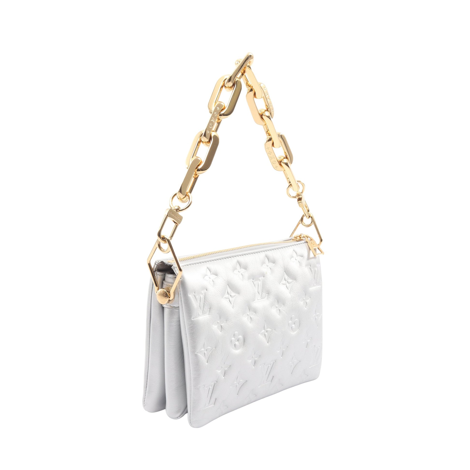 クッサンBB モノグラムエンボス チェーンショルダーバッグ レザー シルバー 2WAY ルイヴィトン バッグ LOUIS VUITTON