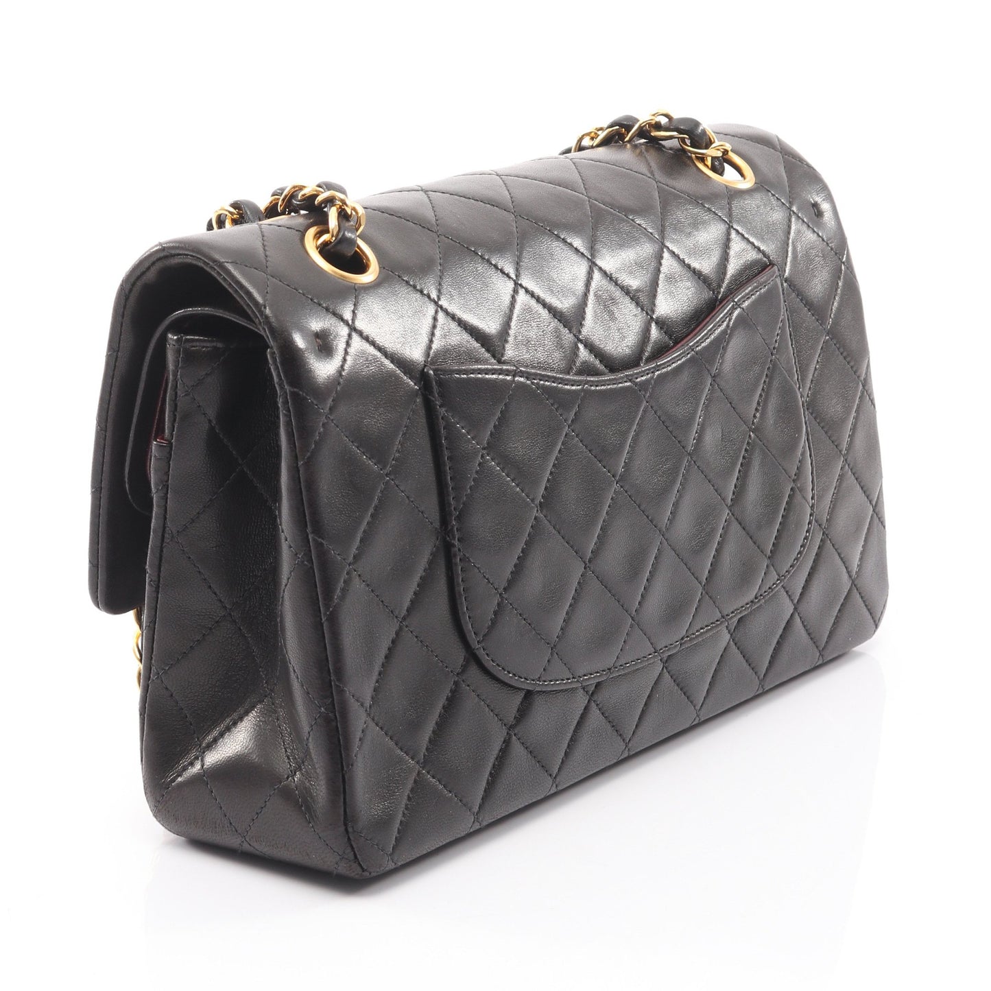 マトラッセ Wフラップ Wチェーンショルダーバッグ ラムスキン ブラック ゴールド金具 シャネル バッグ CHANEL