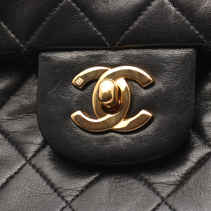 マトラッセ Wフラップ Wチェーンショルダーバッグ ラムスキン ブラック ゴールド金具 シャネル バッグ CHANEL