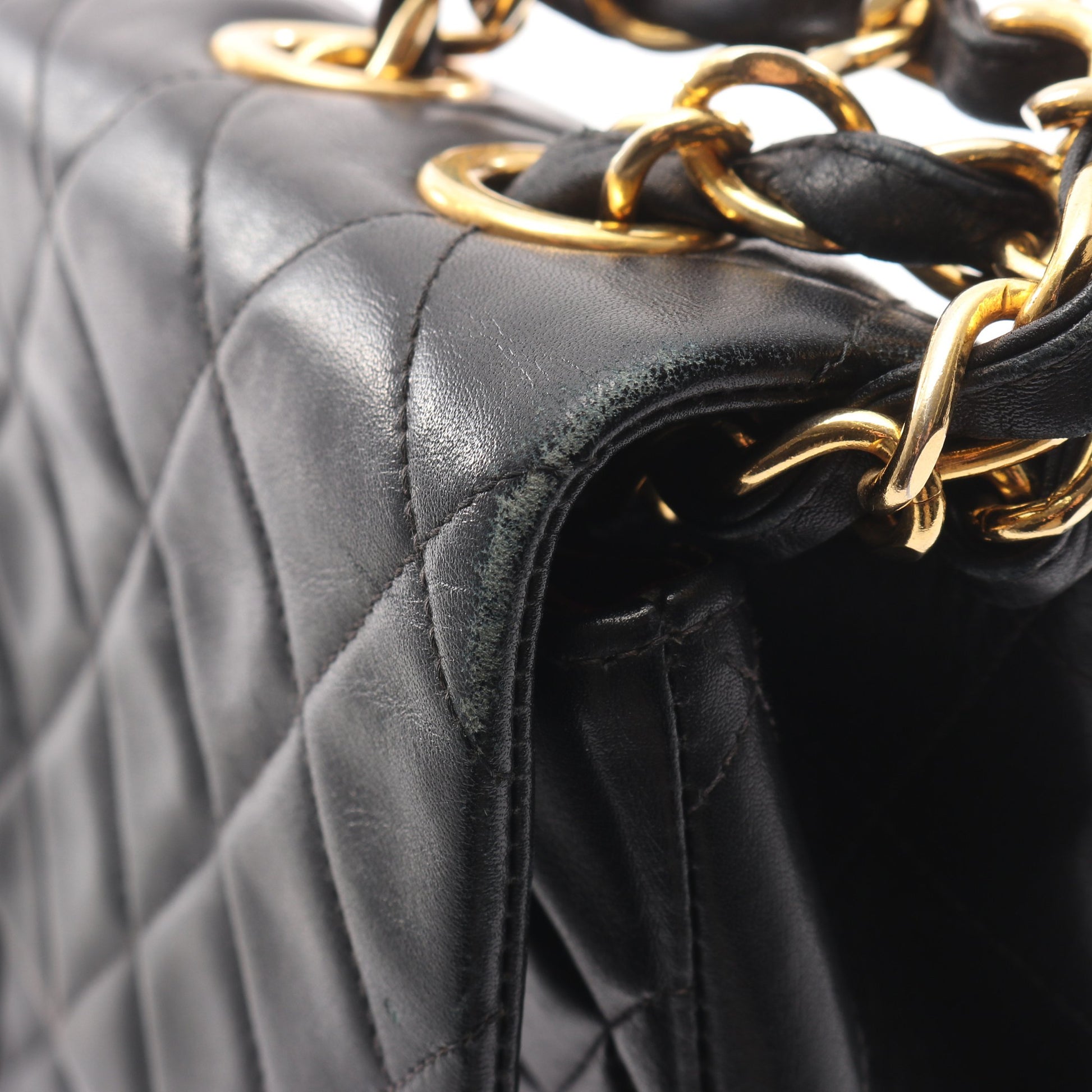 デカマトラッセ34 Wチェーンショルダーバッグ ラムスキン ブラック ゴールド金具 シャネル バッグ CHANEL