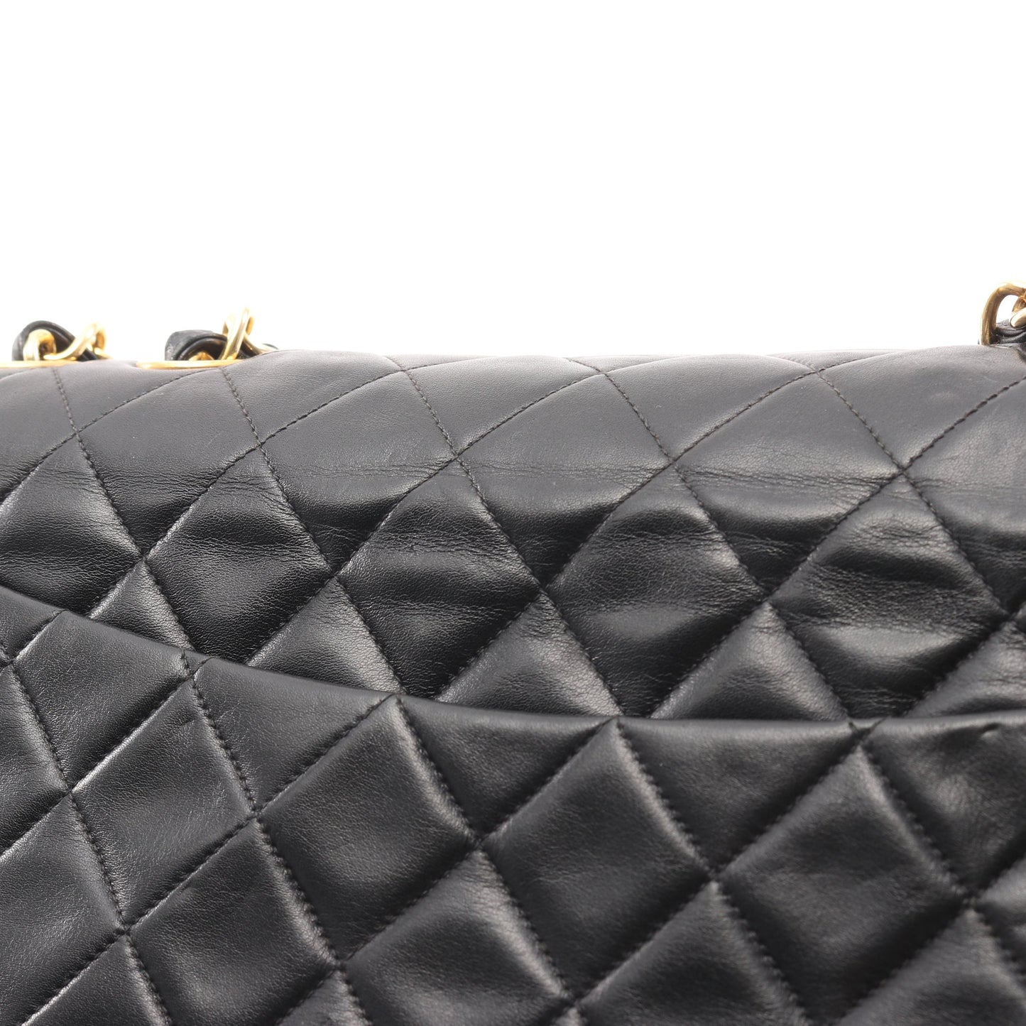 デカマトラッセ34 Wチェーンショルダーバッグ ラムスキン ブラック ゴールド金具 シャネル バッグ CHANEL