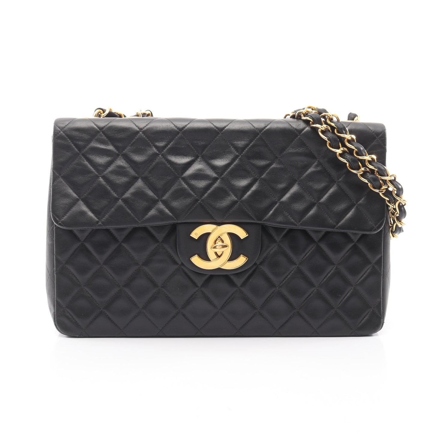 デカマトラッセ34 Wチェーンショルダーバッグ ラムスキン ブラック ゴールド金具 シャネル バッグ CHANEL
