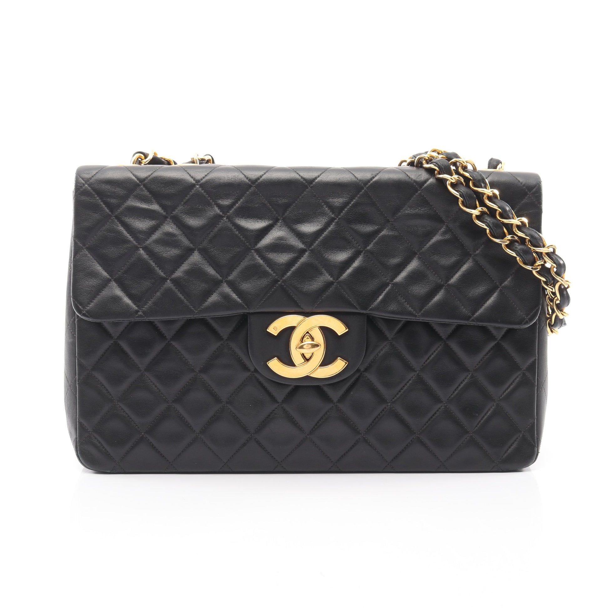 デカマトラッセ34 Wチェーンショルダーバッグ ラムスキン ブラック ゴールド金具 シャネル バッグ CHANEL