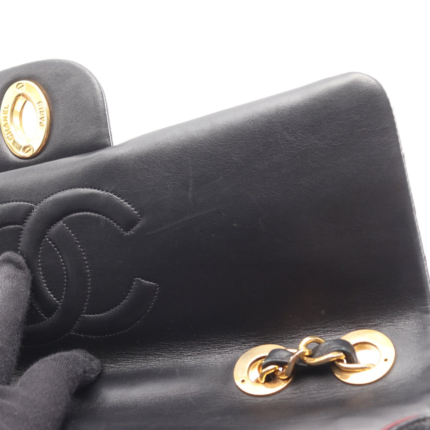 デカマトラッセ34 Wチェーンショルダーバッグ ラムスキン ブラック ゴールド金具 シャネル バッグ CHANEL