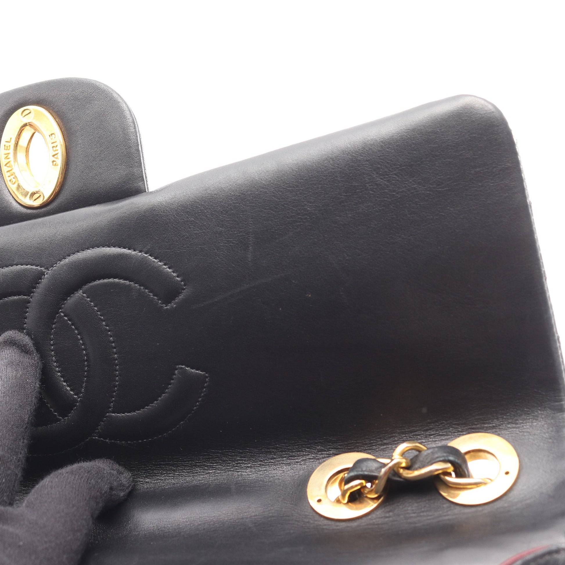 デカマトラッセ34 Wチェーンショルダーバッグ ラムスキン ブラック ゴールド金具 シャネル バッグ CHANEL
