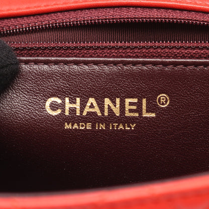 マトラッセ Wチェーンショルダーバッグ ラムスキン レッド グレー ゴールド金具 バイカラー シャネル バッグ CHANEL