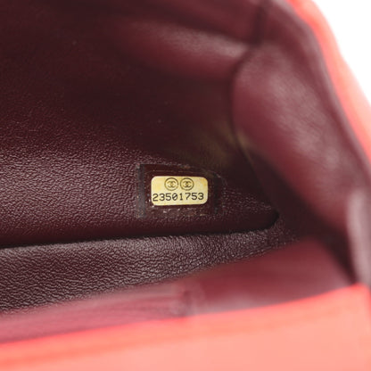 マトラッセ Wチェーンショルダーバッグ ラムスキン レッド グレー ゴールド金具 バイカラー シャネル バッグ CHANEL