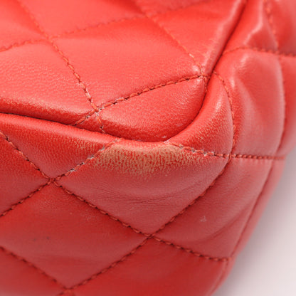 マトラッセ Wチェーンショルダーバッグ ラムスキン レッド グレー ゴールド金具 バイカラー シャネル バッグ CHANEL