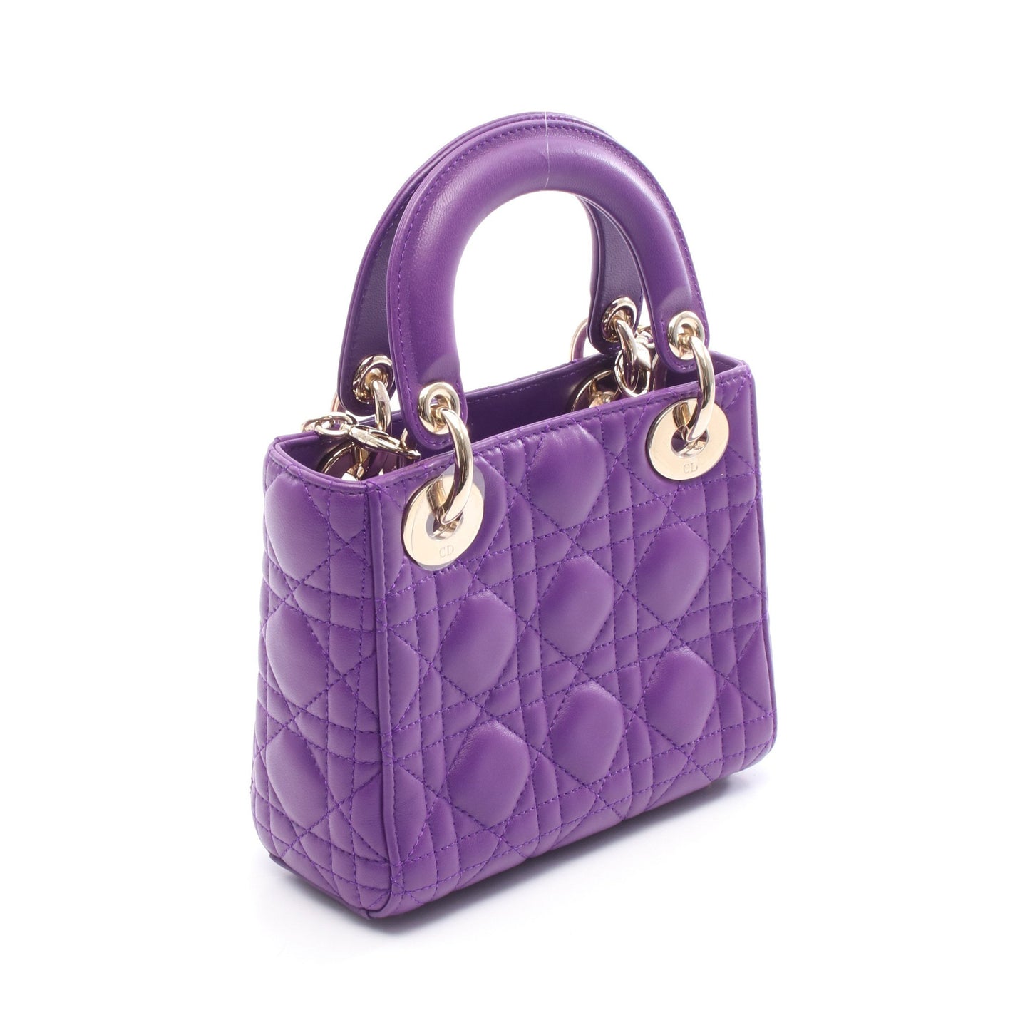 レディディオール ミニ ハンドバッグ レザー パープル 2WAY クリスチャンディオール バッグ Christian Dior