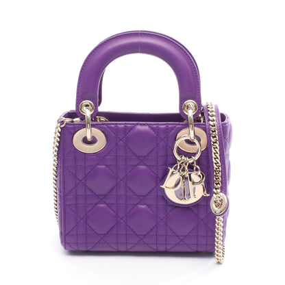 レディディオール ミニ ハンドバッグ レザー パープル 2WAY クリスチャンディオール バッグ Christian Dior