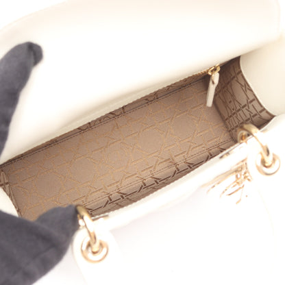 MY LADY DIOR マイレディディオール スモール カナージュ ハンドバッグ レザー アイボリー 2WAY クリスチャンディオール バッグ Christian Dior