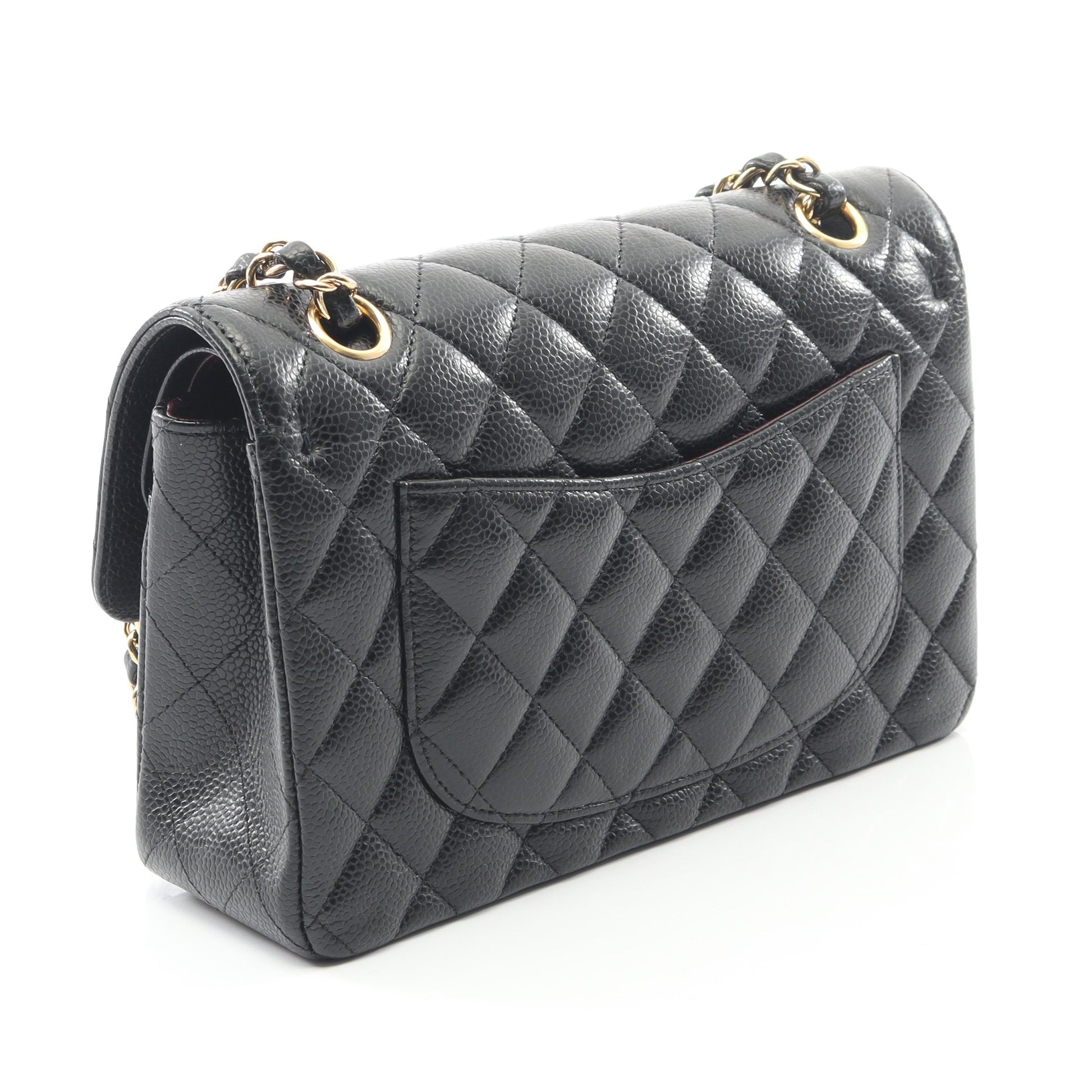 マトラッセ Wフラップ Wチェーンショルダーバッグ キャビアスキン ブラック ゴールド金具 シャネル バッグ CHANEL