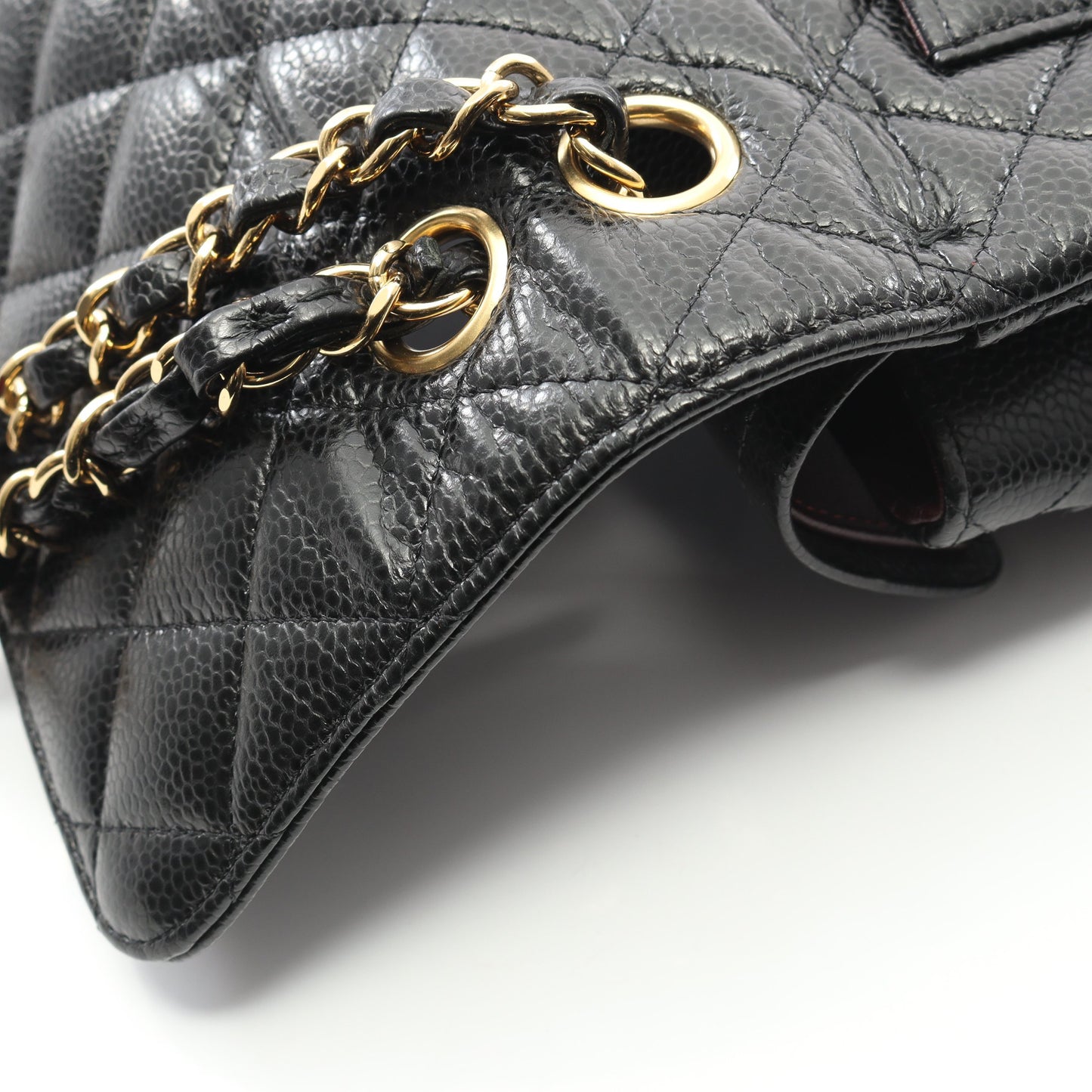マトラッセ Wフラップ Wチェーンショルダーバッグ キャビアスキン ブラック ゴールド金具 シャネル バッグ CHANEL