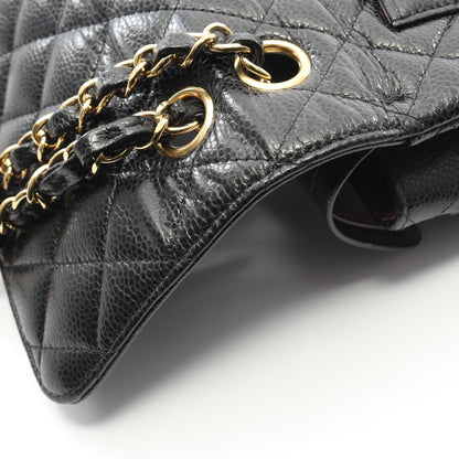 マトラッセ Wフラップ Wチェーンショルダーバッグ キャビアスキン ブラック ゴールド金具 シャネル バッグ CHANEL