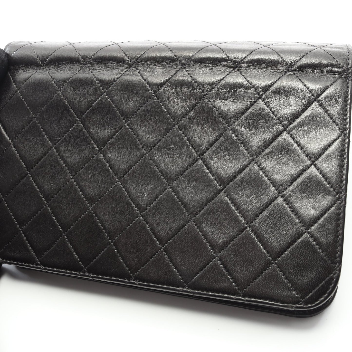 マトラッセ フルフラップ チェーンショルダーバッグ ラムスキン ブラック ゴールド金具 シャネル バッグ CHANEL