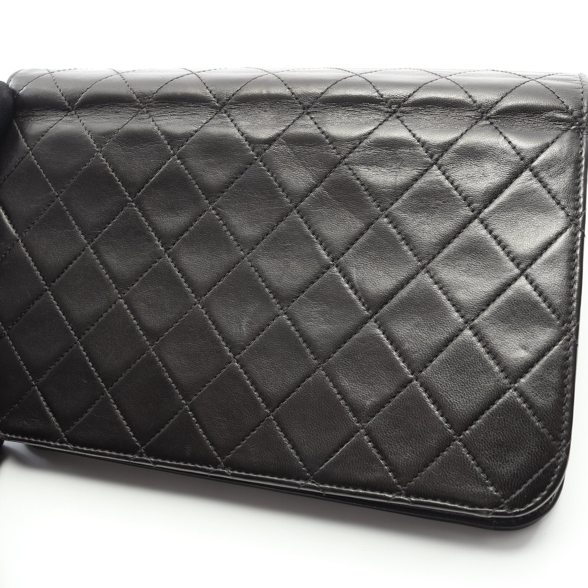 マトラッセ フルフラップ チェーンショルダーバッグ ラムスキン ブラック ゴールド金具 シャネル バッグ CHANEL