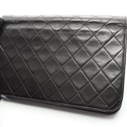 マトラッセ フルフラップ チェーンショルダーバッグ ラムスキン ブラック ゴールド金具 シャネル バッグ CHANEL
