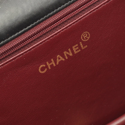 マトラッセ フルフラップ チェーンショルダーバッグ ラムスキン ブラック ゴールド金具 シャネル バッグ CHANEL