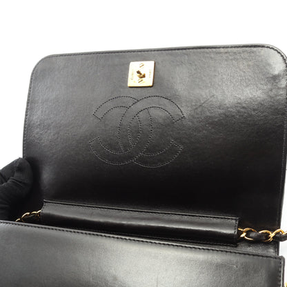 マトラッセ フルフラップ チェーンショルダーバッグ ラムスキン ブラック ゴールド金具 シャネル バッグ CHANEL