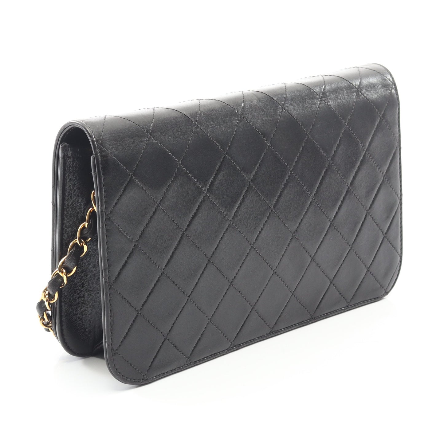 マトラッセ フルフラップ チェーンショルダーバッグ ラムスキン ブラック ゴールド金具 シャネル バッグ CHANEL