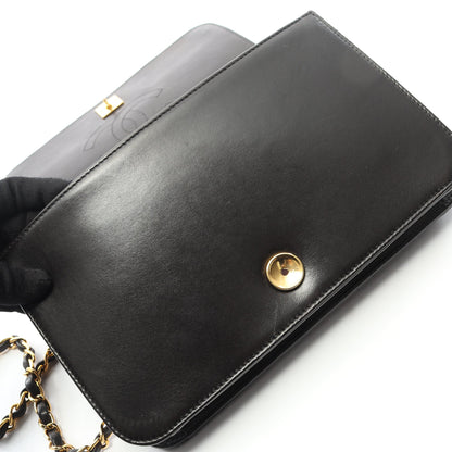 マトラッセ フルフラップ チェーンショルダーバッグ ラムスキン ブラック ゴールド金具 シャネル バッグ CHANEL