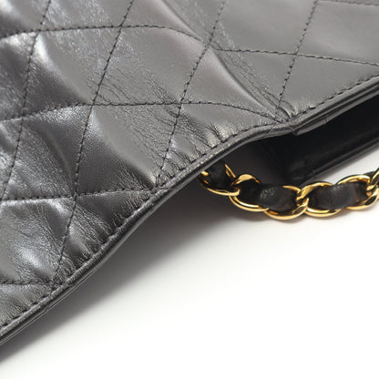 マトラッセ フルフラップ チェーンショルダーバッグ ラムスキン ブラック ゴールド金具 シャネル バッグ CHANEL