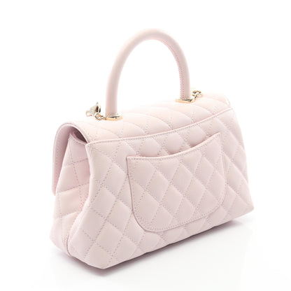 ココハンドル フラップ マトラッセ ハンドバッグ キャビアスキン ライトピンク ゴールド金具 2WAY シャネル バッグ CHANEL
