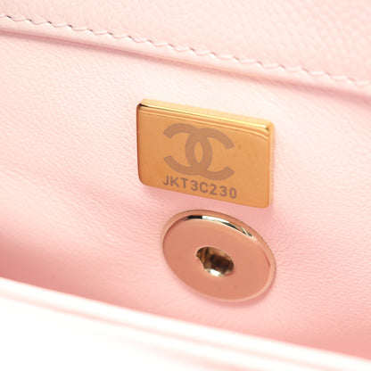 ココハンドル フラップ マトラッセ ハンドバッグ キャビアスキン ライトピンク ゴールド金具 2WAY シャネル バッグ CHANEL