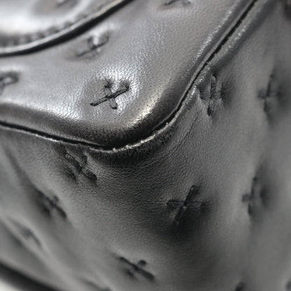 クロスステッチ トップハンドル チェーンショルダーバッグ ラムスキン ブラック ゴールド金具 2WAY シャネル バッグ CHANEL